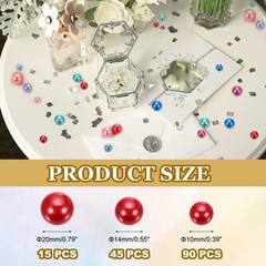 150 Pcs Pearl Bead for Vase Filler, 20/14/10mm Floating Beads(Red)