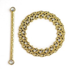 2 GOLD Plastic 7″ Round Curtain Tie Backs Acrylic Crystals Drapery Holdbacks