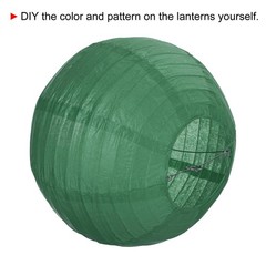 6pcs 8 Inch Folding Hanging Paper Lanterns Medium Lampshade Dark Green