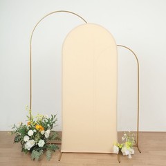 6FT Beige Spandex Wedding Arch Cover Round Top No Import Fees