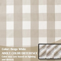 90 Inch Beige White Plaid Semi Sheer Curtains,Extra Long Textured Drapes for …