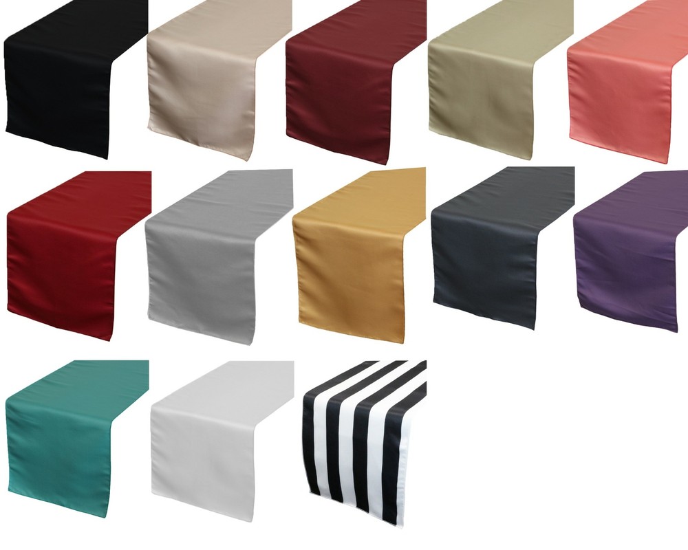 YCC Linens – 5 Pack 14 x 108 Inch L’amour Satin Table Runners for Weddings