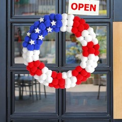 Ball Wreath in Red Blue White for Independence Day For Home Party Decor