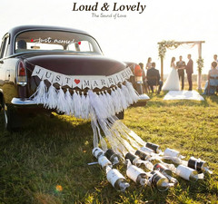 15 Pcs Just Married Wedding Car Decoration Kit – Black & White Handmade Aluminum