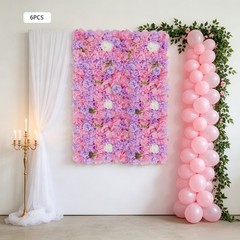 6 Pcs Artificial Floral Panels, Flower Wall Panels For Weddings, Birthdays