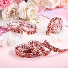 5 Rolls Rose Gold Self Adhesive Rhinestone Ribbon Basic Style Pink, Rose Gold