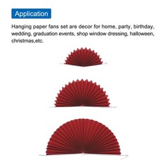 12Pcs Hanging Paper Fans Party Set Decoration for Birthday Wedding Wine Red