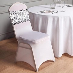 5 SILVER 10″ wide Large Payette Sequined Chair Sashes Party Wedding Light Gray