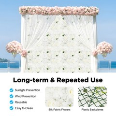 Flower Wall Panel Floral Backdrop, 12 Pcs Flower Wall Decor, 15 * 15in Rose Wall