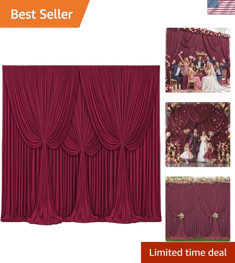 Burgundy 4 Panels Backdrop Curtains – 12ft High for Stunning Scenes