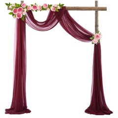 Arch Drapes for Wedding Arch Draping Fabric Burgundy Sheer Backdrop Curtain f…