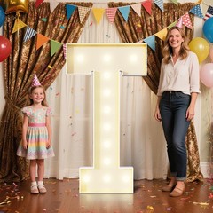 4FT Marquee Letters T Sign,Large Light Up Numbers Party Decoration – Hook and…