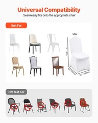 VEVOR 100PCS White Stretch Spandex Folding Chair Covers for Wedding Party Dining