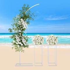 Arch Ballon Stand Backdrop Stand for Parties Wedding Flower Stand+2*Flower Stand