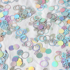 150Pc Iridescent Diamond Ring Confetti Wedding Bridal Shower Table Scatter Decor