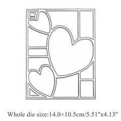 Heart Rectangle Frame Metal Die Cuts,Splicing Rectangular Background Wedding …