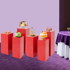 6* Red Display Pedestal Stands Cuboid Cake Flower Decor Display Holder Load 50kg