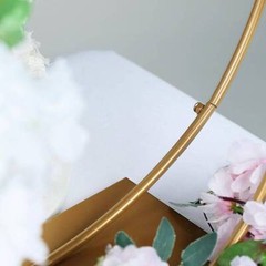 2 Gold Round Standing Wreath Rings Floral Hoops Wedding Party Home Decorations