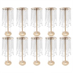 10 Pieces Small Crystal Table Centerpieces Gold Flower Stand Wedding Party Decor