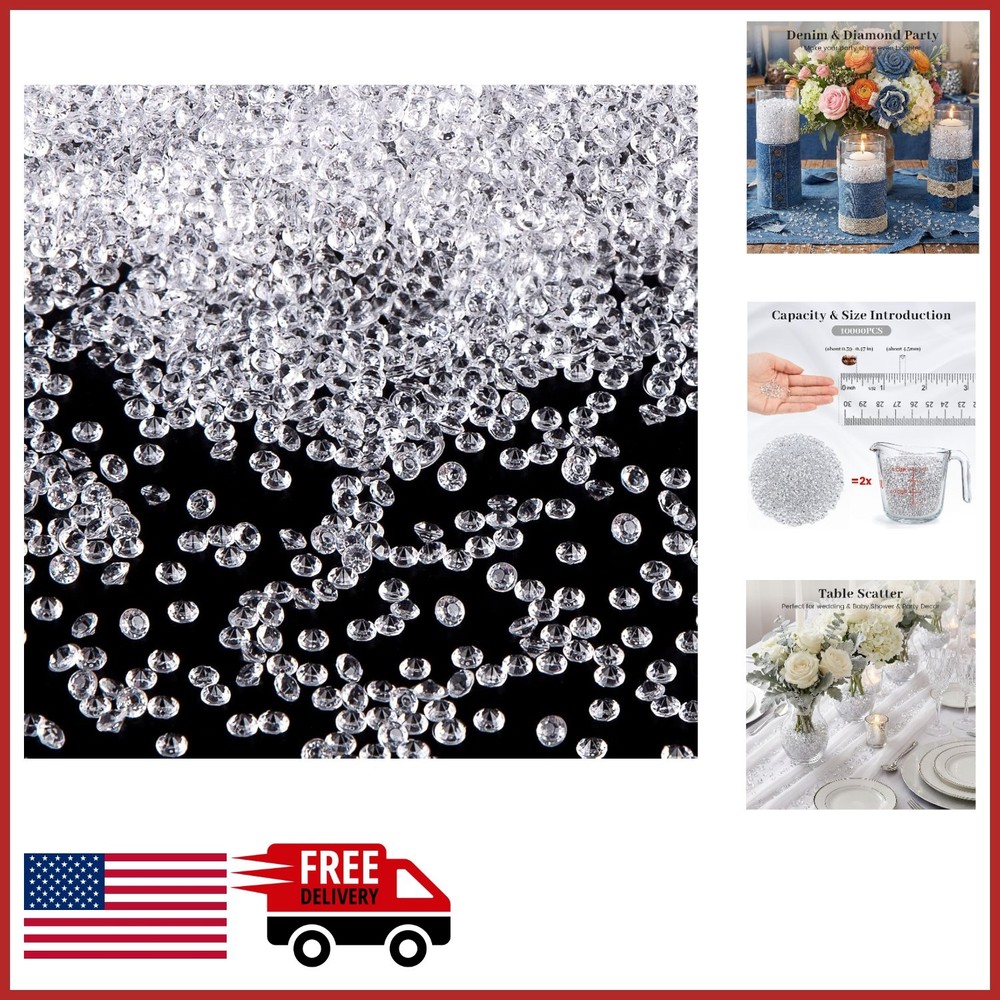 10000PCS Mini Fake Diamonds Clear Acrylic Crystals for Wedding Decor