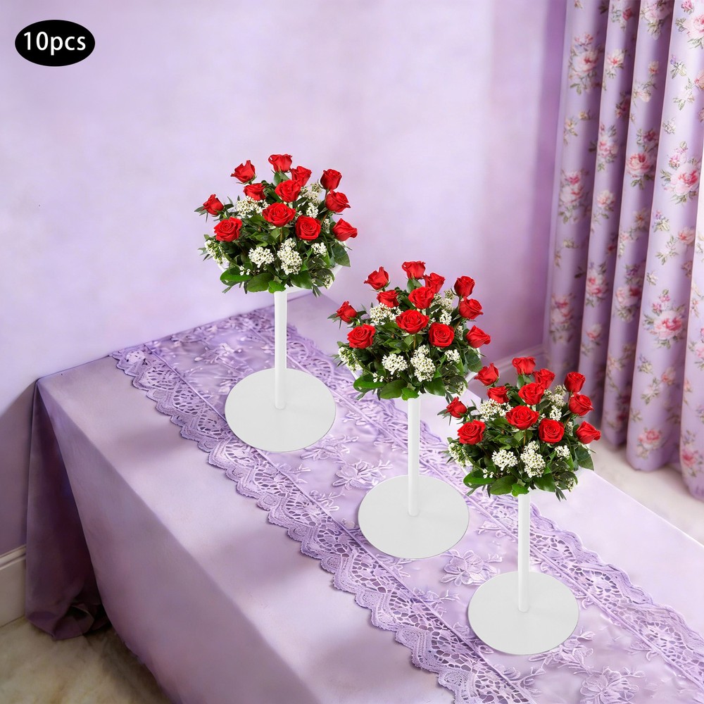 10*White Wedding Flower Stands Iron 40cm Wedding Table Centerpieces Flower Stand