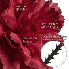 Larksilk Burgundy Carnations, Fake Flowers, 100 Pack for Events, Weddings, DIY
