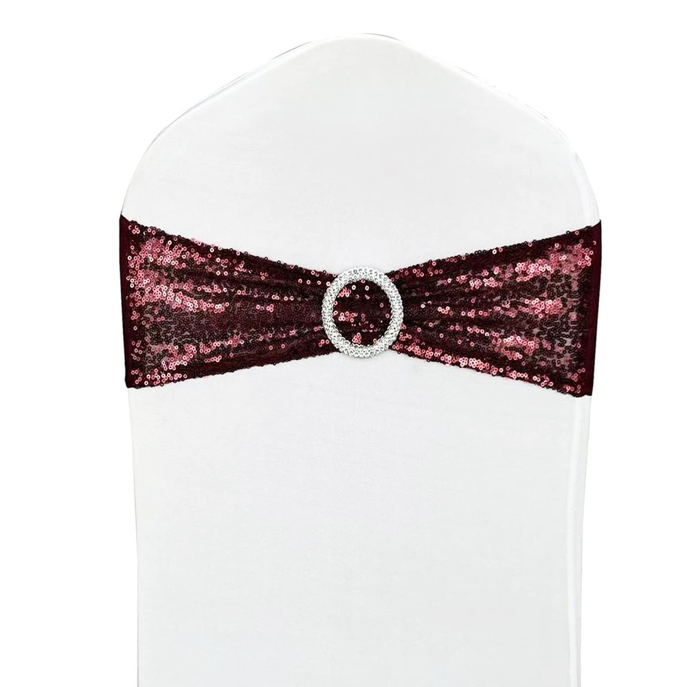 Sequin Chair Sashes 50 Pack – High Elasticity Spandex Stretch Chair Bows with…