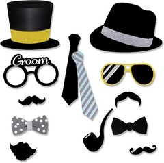 Capture Joy: 52 Count Wedding Photo Booth Props with Gold Glitter & Accessories