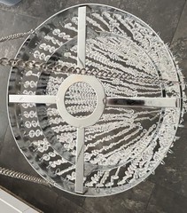 SPIRAL ACRYLIC CRYSTAL CHANDELIER 46” Beaded Preowned Wedding Decor Girl Room
