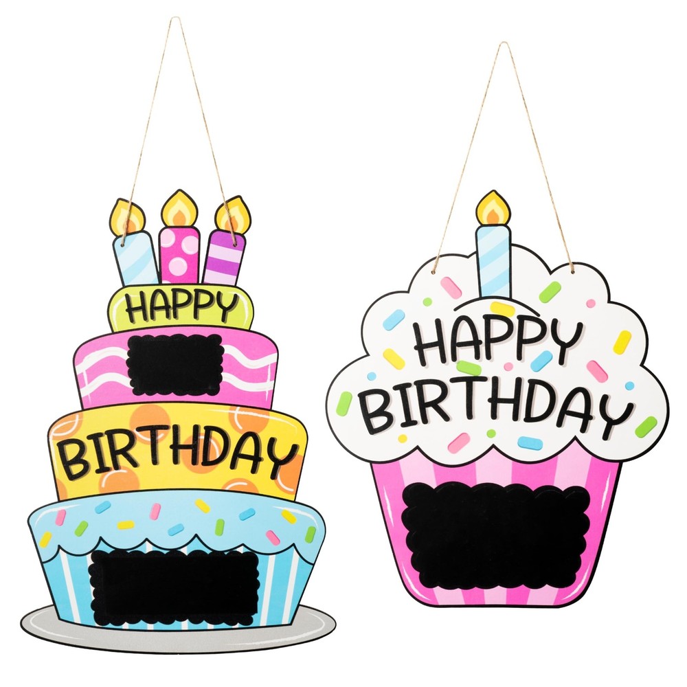 L1rabe Happy Birthday Wooden Door Decor 2Pcs Colorful Happy Birthday Personal…