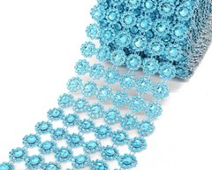 10YD Turquoise Diamond Bling Mesh Rhinestone Ribbon Wrap Wedding Decoration 4″