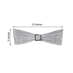 10 Silver Glittered Spandex CHAIR SASHES Wedding Party Reception Light Gray