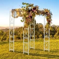 Heavy Canopies Gazebo White Wedding Garden Pergola Arch Metal Backdrop Stand US