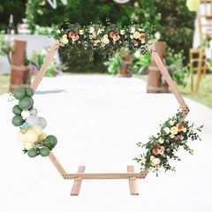 7.1 FT Hexagon Wood Wedding Arch Frame Decor Wood Hexagon Arch Backdrop Stand