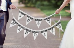Elegant Black and White Just Married Banner | Wedding Decor