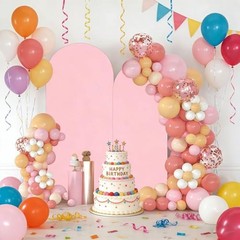 Arch Backdrop Cover Set of 2(7.2FT+6FT), Spandex Fitted Arch 7.2+6 FT Pink