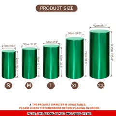 Set of 5 Cylinder Spandex Stand Covers, Green, Foil Fabric