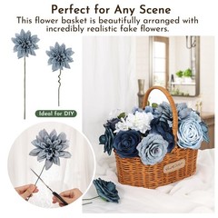 Artificial Flowers Combo Box Set Dusty Blue Bouquet Flowers for Wedding Cente…