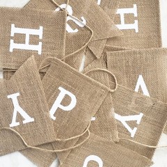 Uniwish Happy Birthday Burlap Banner Neutral Happy Birthday Party Decorations…