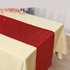 red glitter sequin table runner wedding anniversary party cake table decoration