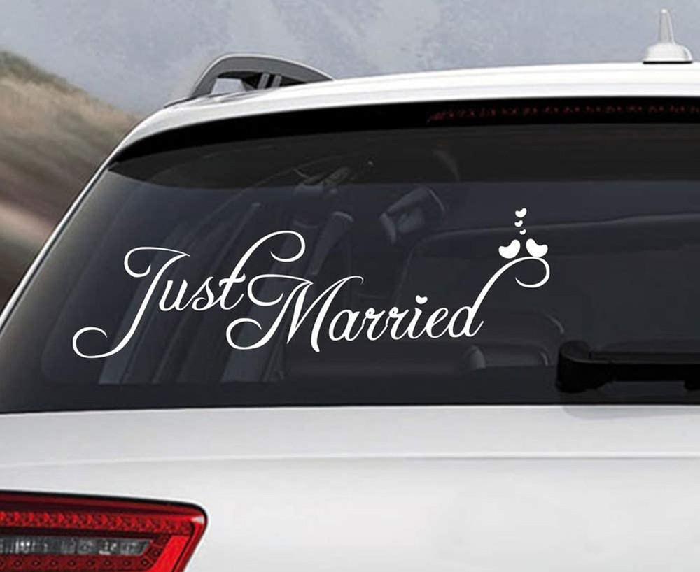 Just Married Car Decals Just Married Vinyl Window Sticker Church Wedding Anni…