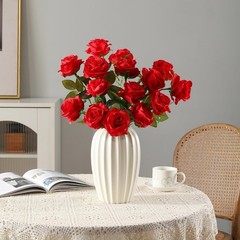 Tifuly 12 Pcs Red Roses Artificial Flowers,Realistic Long Stem Fake Silk Rose…