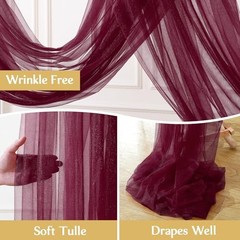 4 Panels Wedding Arch Draping Fabric 30″ x W(30″) x H(19ft), 4 Panels Burgundy