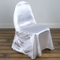 10 White Satin UNIVERSAL CHAIR COVERS Wedding Brunch Home Slipcover Decorations