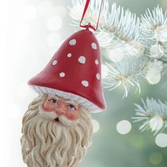 Mushroom Santa Christmas Ornament, Holiday Garden Tree Hanging Decorations by…