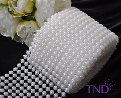 8MM PEARL MESH WRAP ROLL FLAT BACK PEARL TRIMMING RIBBON – 12 ROWS