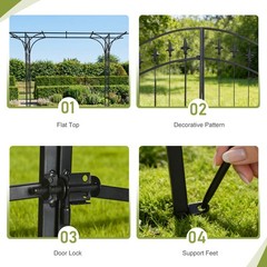 Metal Wedding Arch 7FT Stand Archway w/ Door for Outdoor Garden Party Decoration