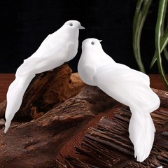 Artificial Doves Garden Home Indoors Clip Decor Fake Feather Foam Home