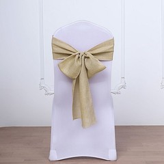5 pcs NATURAL 6″ x 108″ Faux Burlap Chair Sashes Wedding Decorations