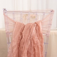 5 DUSTY ROSE Sheer Crinkled Organza CHAIR SASHES Party Events Home Decorations